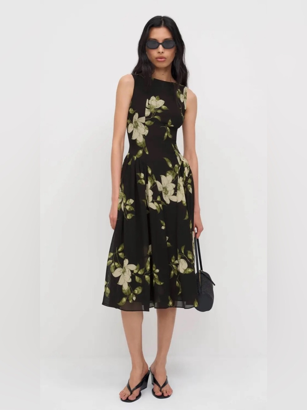 NEW Reformation Anelis Floral Drop Waist Midi Dress In Mood Love Size 8
